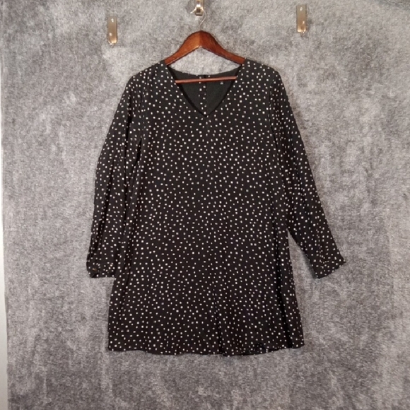 Madewell Star Scatter Black Silk Button Up Party Coctail Mini Dress Medium - Picture 2 of 8